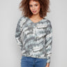 Spruce tie-dye knit top featuring a relaxed fit and long sleeves, perfect for casual outings by Charlie B.