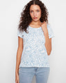 This blue floral T-shirt features a classic crew neckline, perfect for casual outings. Made from 100% cotton by Charlie B.