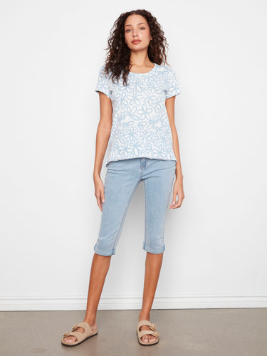 Embrace comfort with this relaxed fit floral tee, crafted from breathable cotton fabric. A versatile piece by Charlie B.