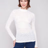 Ecru lace top featuring long sleeves and a fitted silhouette, ideal for elegant layering by Charlie B.