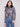 Midnight printed mesh long-sleeve top with a mock neck and side gatherings by Charlie B.