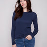 Moonlight long sleeve textured knit top with a front knot by Charlie B.