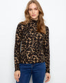 Leopard print top with a chic mock neckline, perfect for adding a touch of wild elegance to any outfit. By Charlie B.