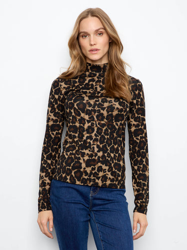 Chic and trendy leopard pattern adorns this slim fit blouse, making it a versatile piece for any occasion. By Charlie B.