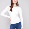 Ecru knit top featuring a stylish crew neckline, perfect for versatile styling by Charlie B.