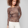 Leopard printed mesh top featuring a slim fit and lined front and back, perfect for stylish outings by Charlie B.