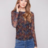 Slim fit floral mesh top with long sleeves and a delicate design by Charlie B.
