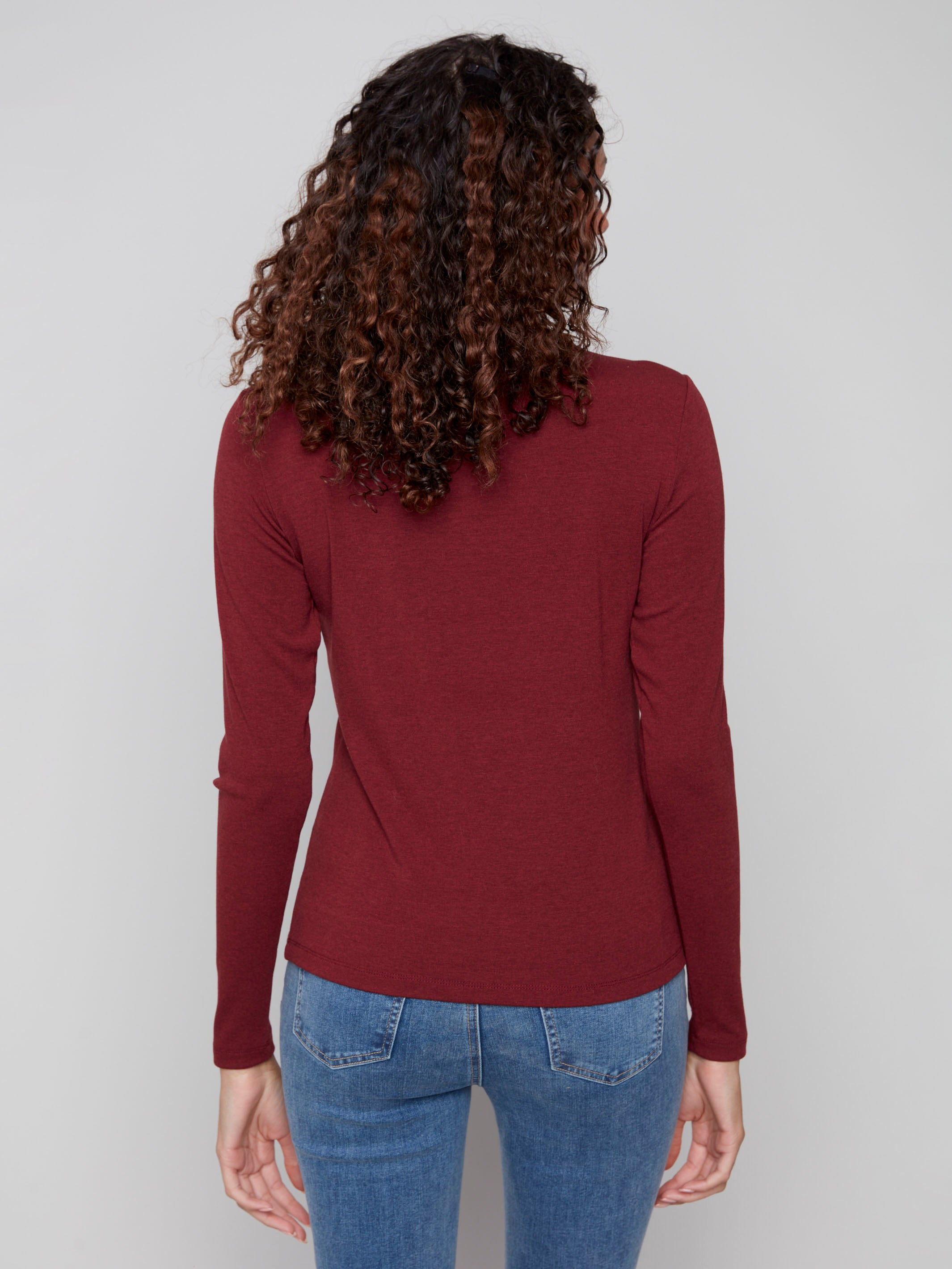 Stylish slim fit cabernet top offering comfort and versatility by Charlie B.