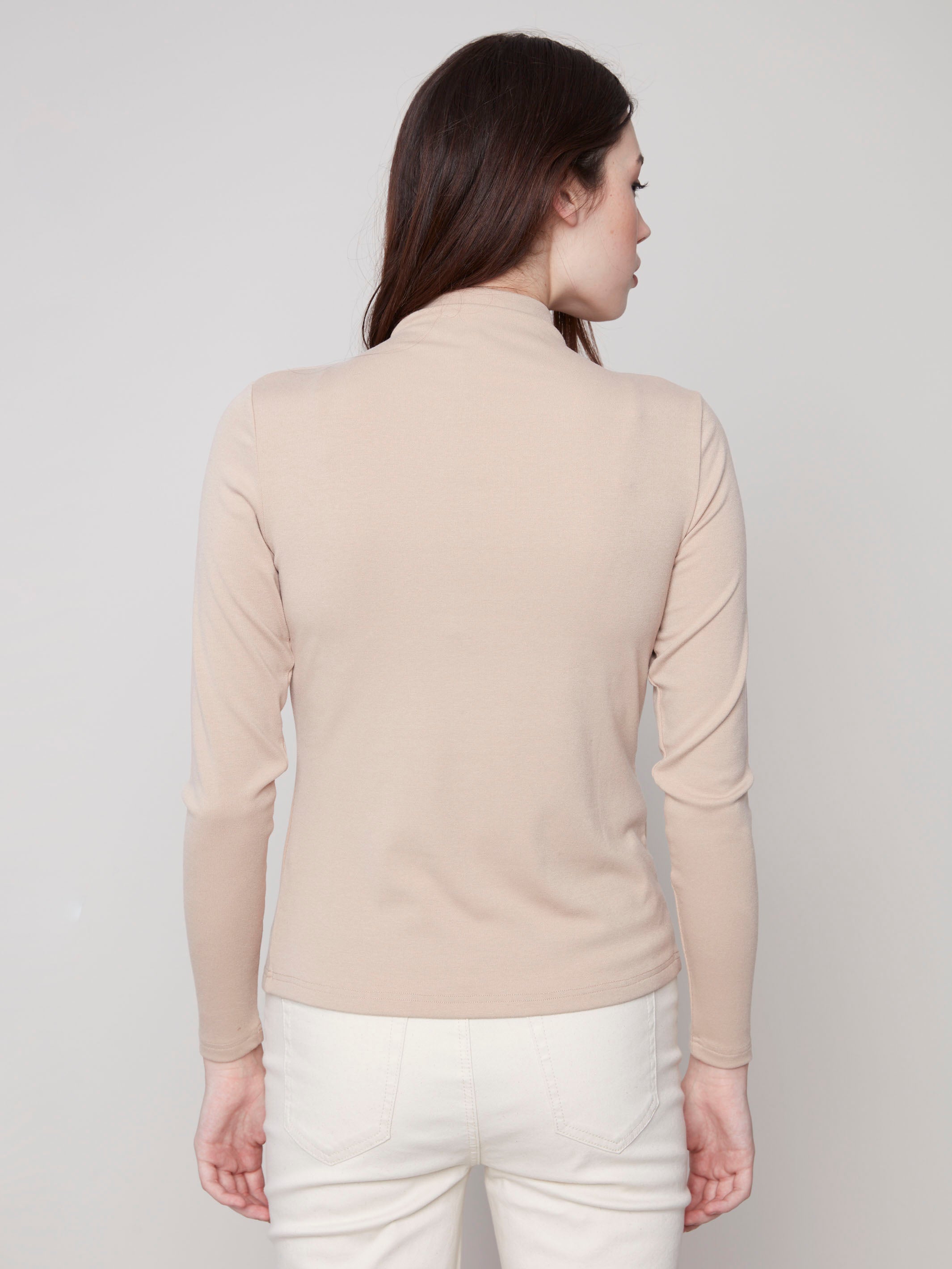 Fine ribbed texture adds sophistication to this sesame top by Charlie B.