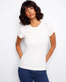 White T-shirt featuring a semi-fitted silhouette, offering a sleek and modern look by Charlie B.