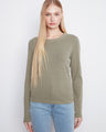 Slim fit olive top in a stretch cotton-tencel blend, ideal for a sleek silhouette by Charlie B.
