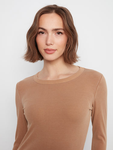 Chic beige top made from a soft stretch cotton-tencel blend, ensuring all-day comfort and flexibility by Charlie B.