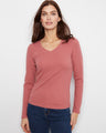 This top features a flattering V neckline, perfect for casual elegance. Crafted from a stretch cotton-tencel blend by Charlie B.