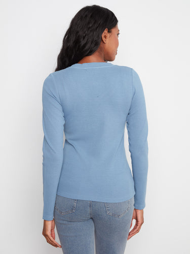 Chic blue top designed with a modern slim fit, combining style and comfort seamlessly in every detail by Charlie B.