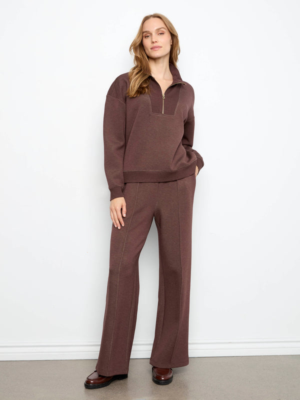 Pantalon jogger à jambe large en scuba doux - Expresso Chiné
