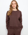 Relaxed fit sweatshirt in heather espresso with ribbed cuffs and hem by Charlie B.