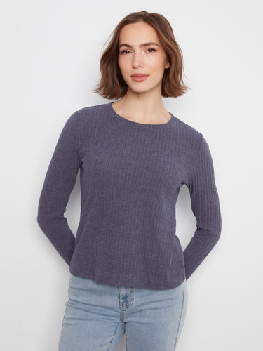 A stylish crew neck top crafted from brushed ribbed fabric, offering a modern yet timeless look. By Charlie B.