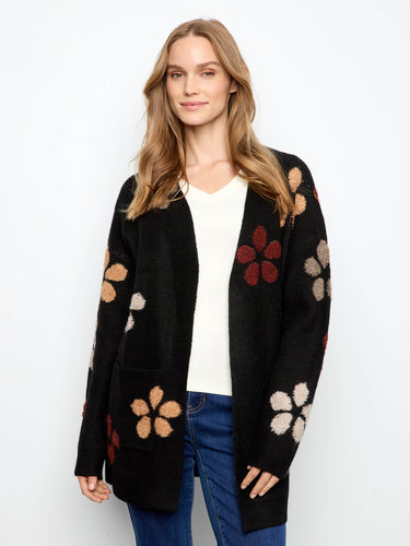 Cardigan with bouclé floral details and long sleeves, perfect for a cozy look by Charlie B.