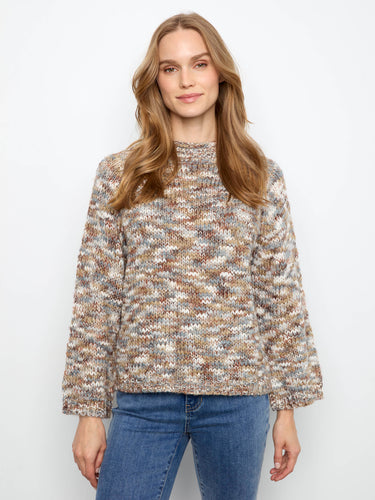Space-dyed knit sweater with relaxed fit and stylish mock neck by Charlie B.