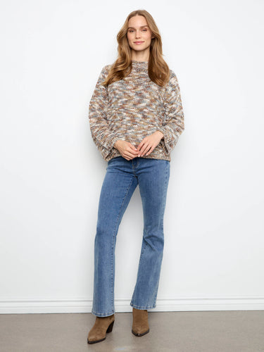 Sweater featuring 3/4 bell sleeves and a chic space-dyed pattern by Charlie B.