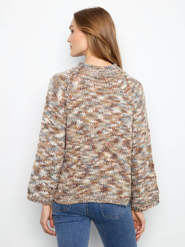 Space Dye Mock Neck Knit Sweater - Verveine