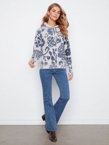 Floral printed hoodie with long sleeves and a comfortable fit, crafted from 100% cotton by Charlie B.