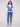 Color-block design sweater in denim with ribbed hem and cuffs by Charlie B.