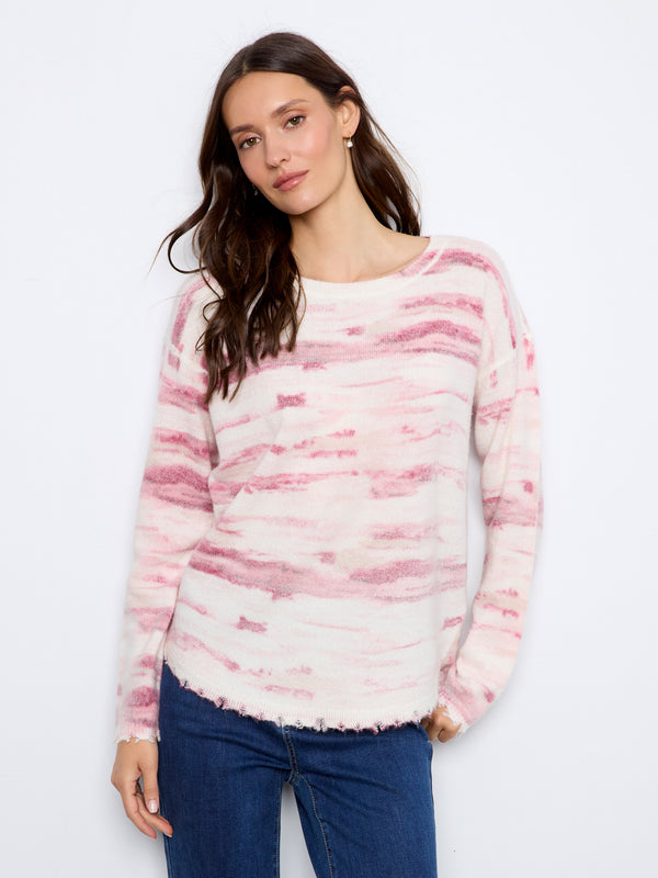 Chandail pelucheux imprimé réversible - Bois de Rose
