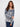 Blue and white abstract printed sweater with a cozy plush texture, offering both style and comfort by Charlie B.