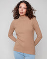 Truffle sweater featuring a stylish mock neck and ribbed knit texture, perfect for a chic look by Charlie B.