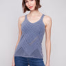 Knit camisole with chevron pointelle pattern by Charlie B.