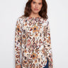 Jacobean sweater featuring a boat neck and abstract floral design, perfect for casual elegance by Charlie B.