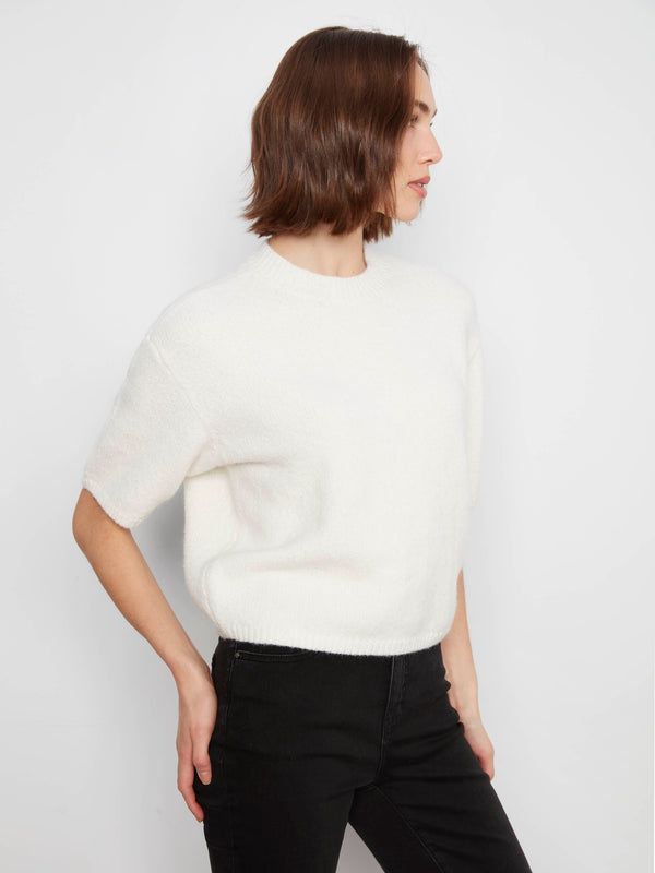 Balloon Elbow Sleeve Knit Sweater - Ecru