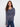 Elegant blue multi-tone crochet sweater showcasing a drop shoulder design, perfect for casual outings by Charlie B.