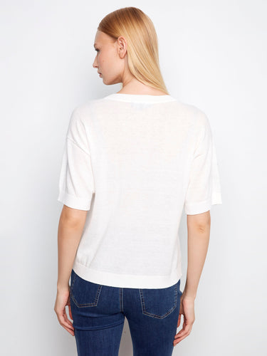Chandail manches courtes avec cœurs en denim - Coeurs