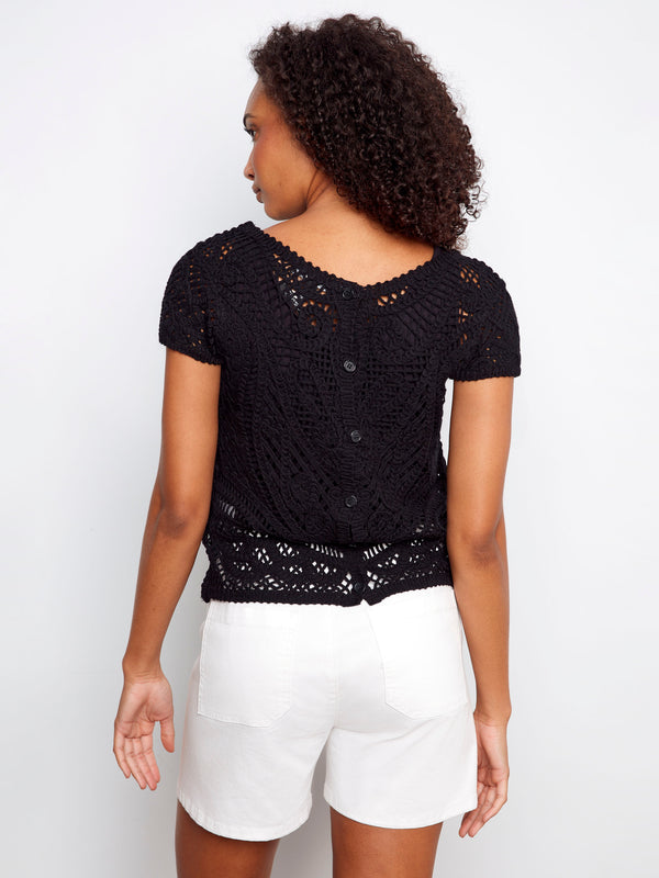 Reversible Cotton Crochet Top - Black