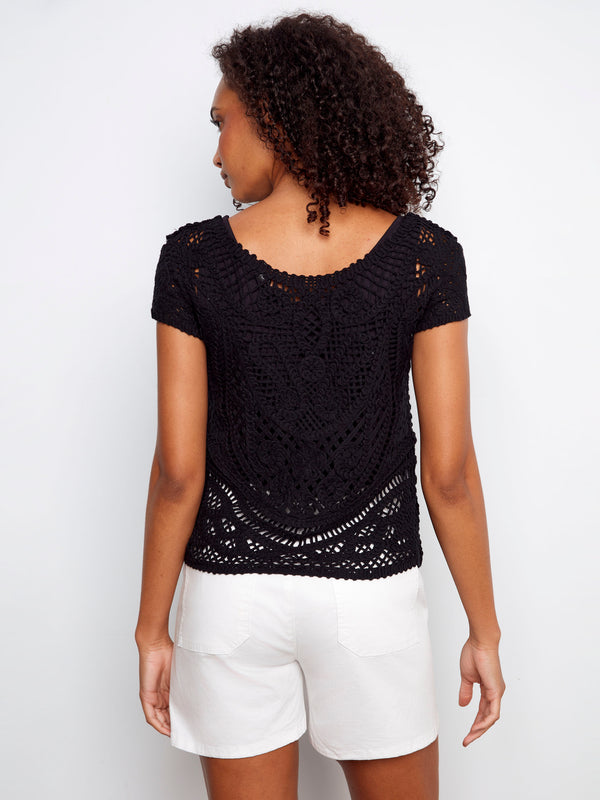 Reversible Cotton Crochet Top - Black