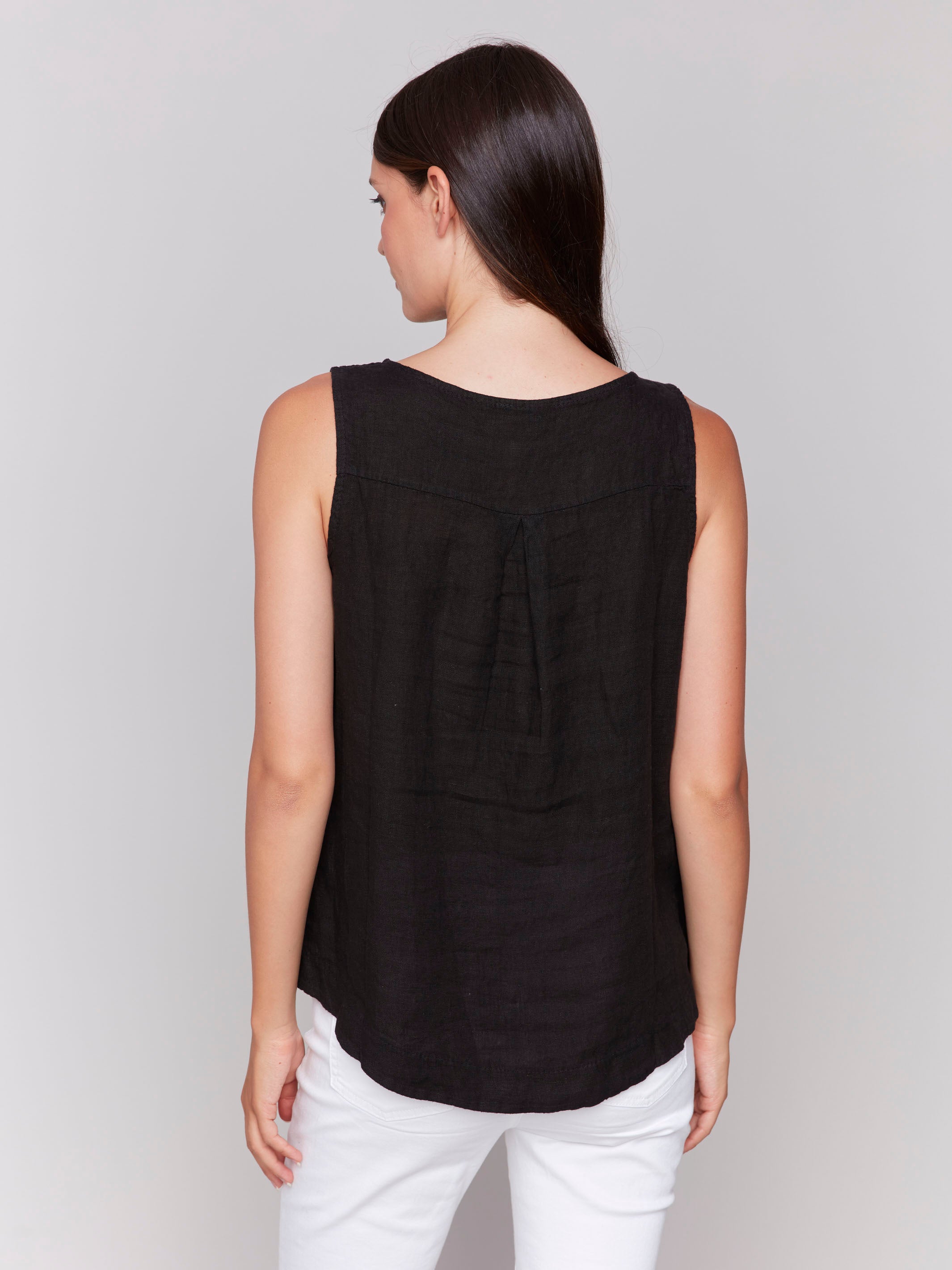 Tank top adorned with side button detailing by Charlie B.