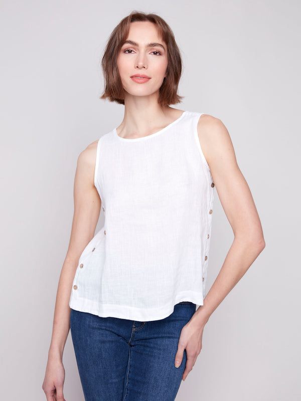 Stylish sleeveless top crafted from breathable linen fabric by Charlie B.