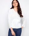 Casual white and blue striped top with a cozy hooded design, perfect for everyday wear. Made from soft 100% cotton by Charlie B.