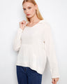 Soft white hoodie with a cozy kangaroo pocket, perfect for casual outings. Made from 100% cotton for ultimate comfort by Charlie B.