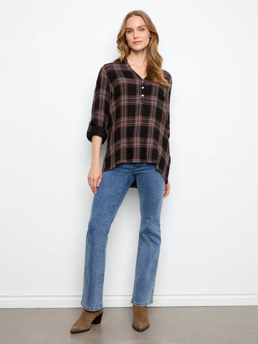 Crafted from soft fabric, this plaid top ensures all-day comfort while maintaining a chic look by Charlie B.