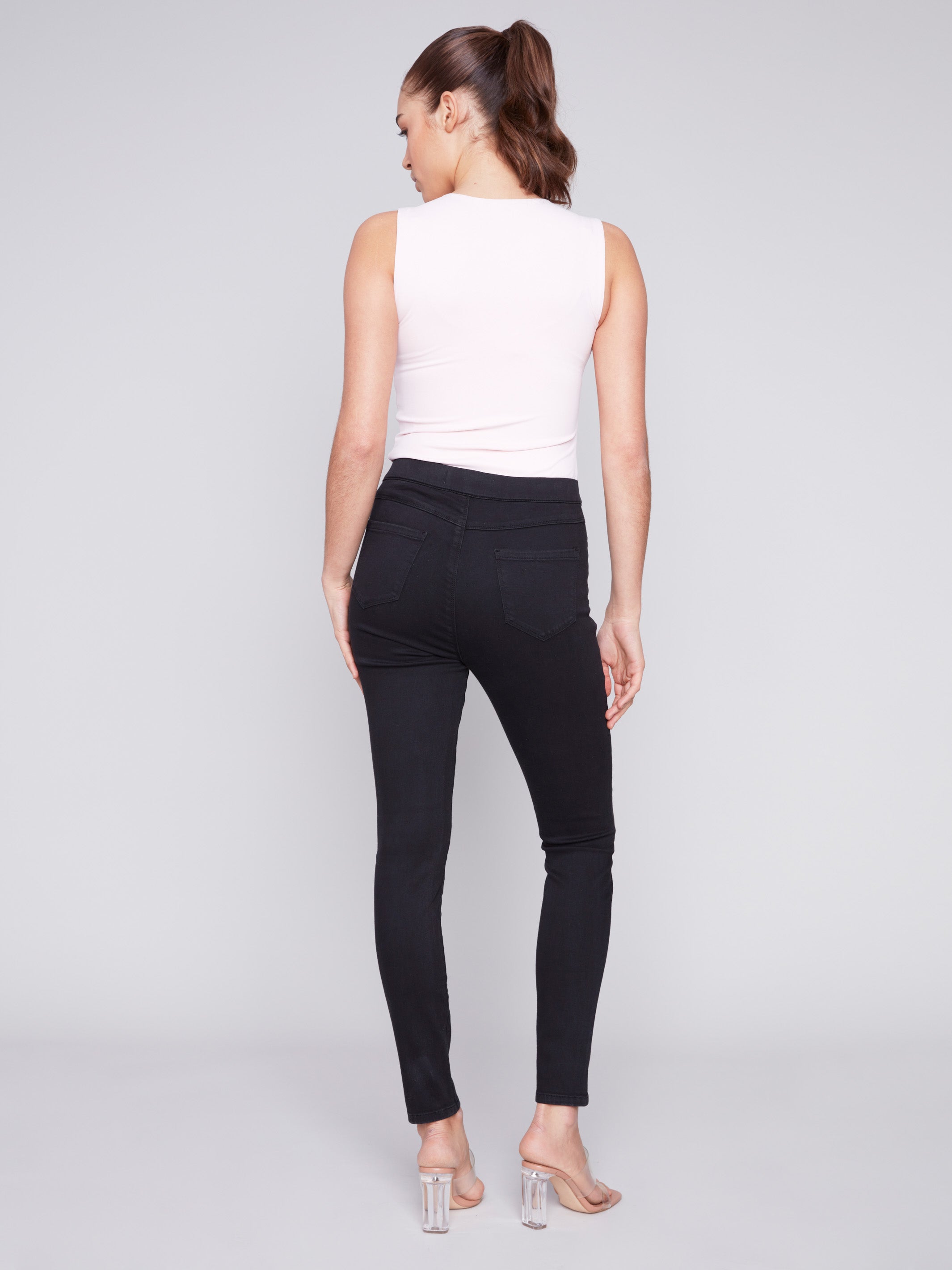 Twill Pull-On Pants - Black - Charlie B Collection Canada - Image 8