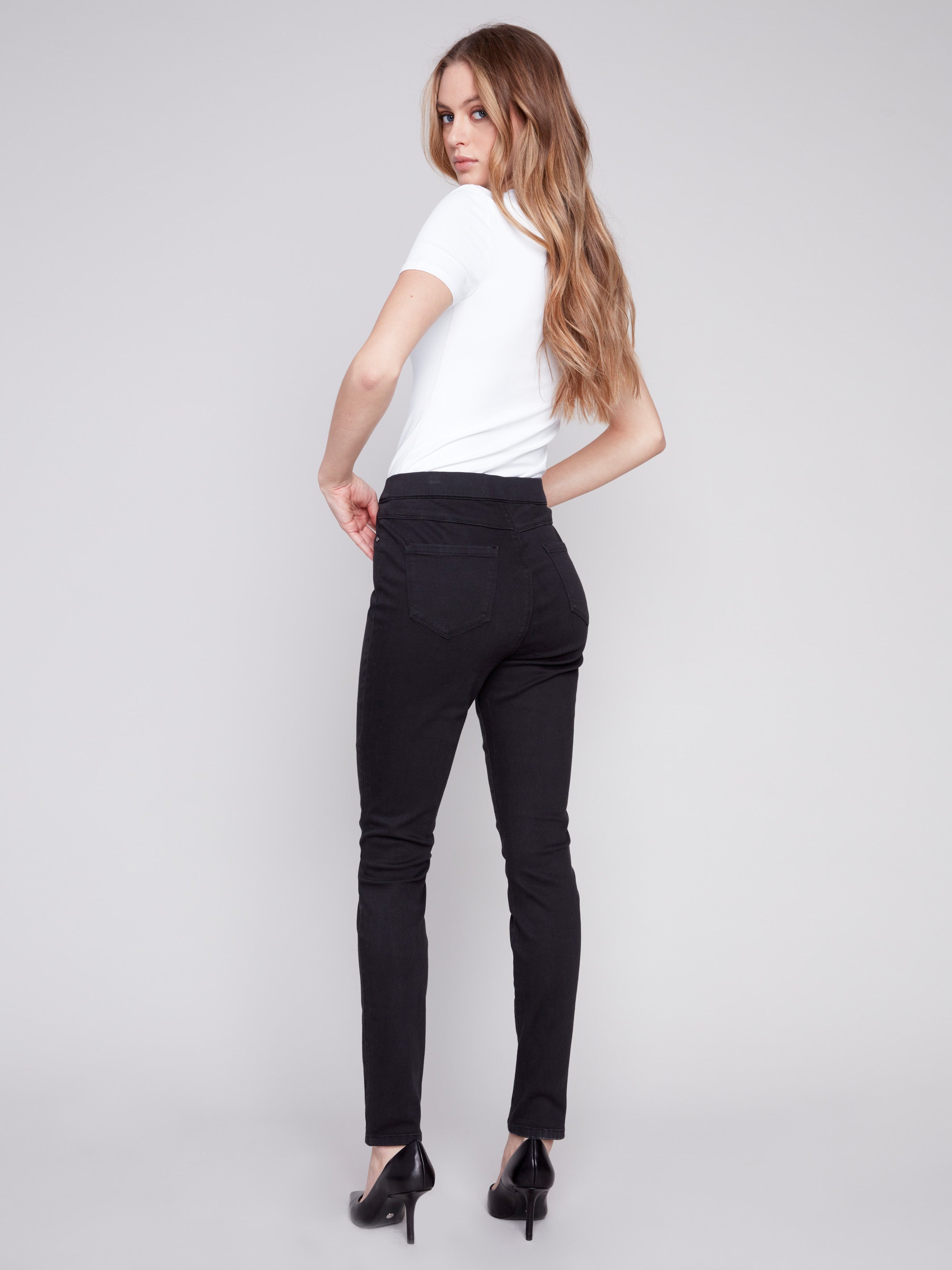 Twill Pull-On Pants - Black - Charlie B Collection Canada - Image 2