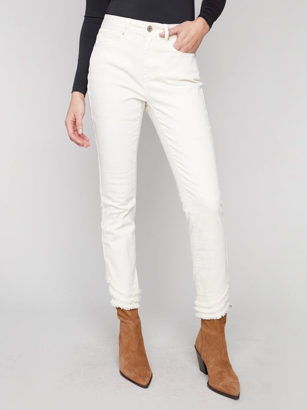 Designed with a five-pocket style, these skinny twill pants offer both functionality and flair by Charlie B.