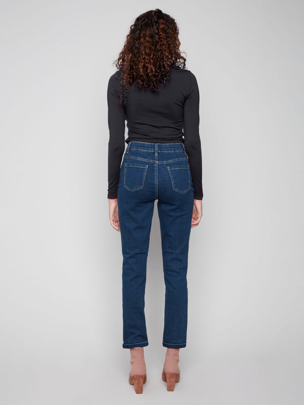 Crafted from stretch denim fabric, these dark blue jeans ensure all-day comfort and style by Charlie B.