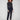 Navy techno pants with a relaxed slim-leg fit, featuring an elastic waistband and drawstring by Charlie B.