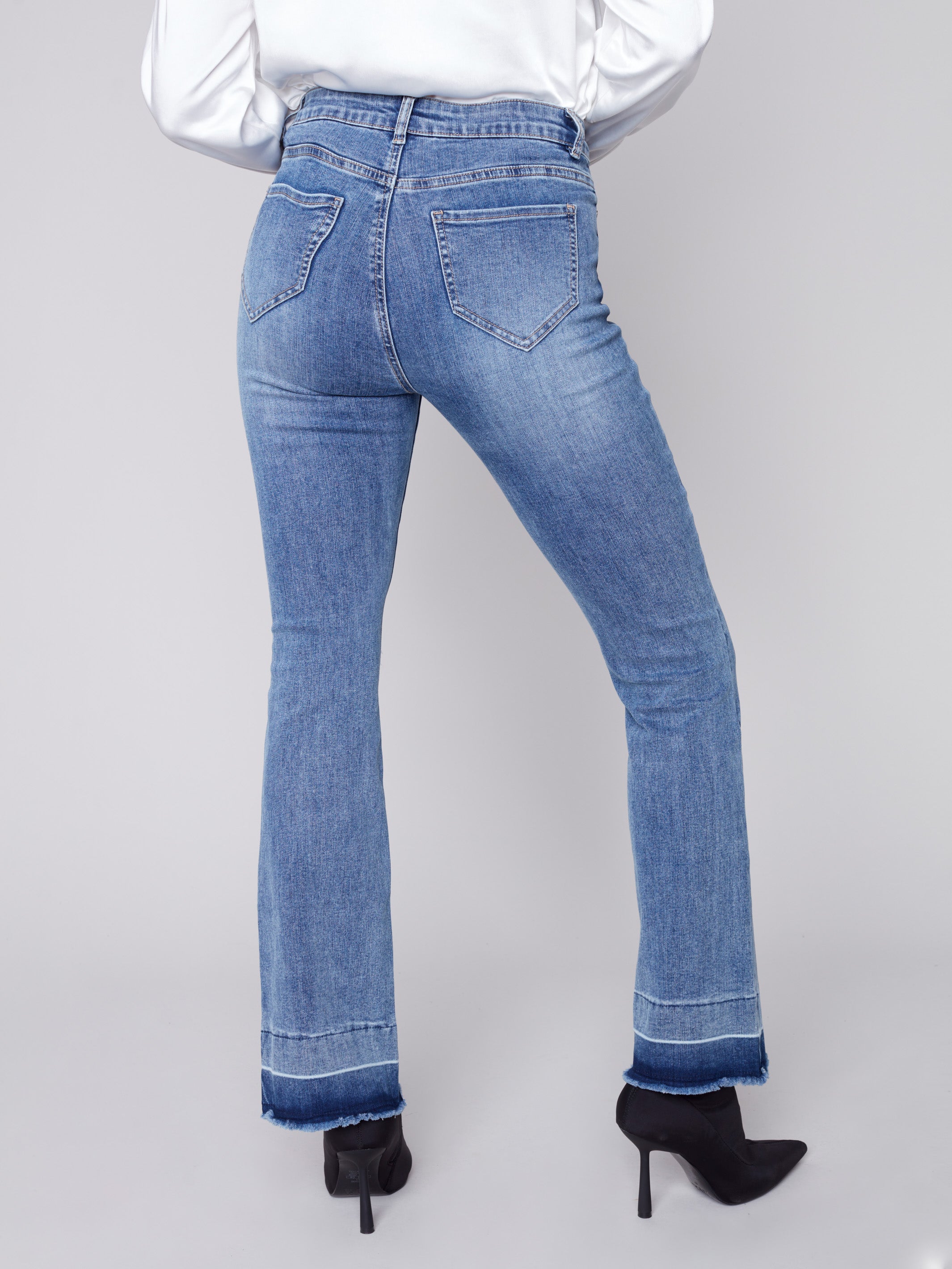 Bootcut Jeans with Contrast Cuff - Medium Blue