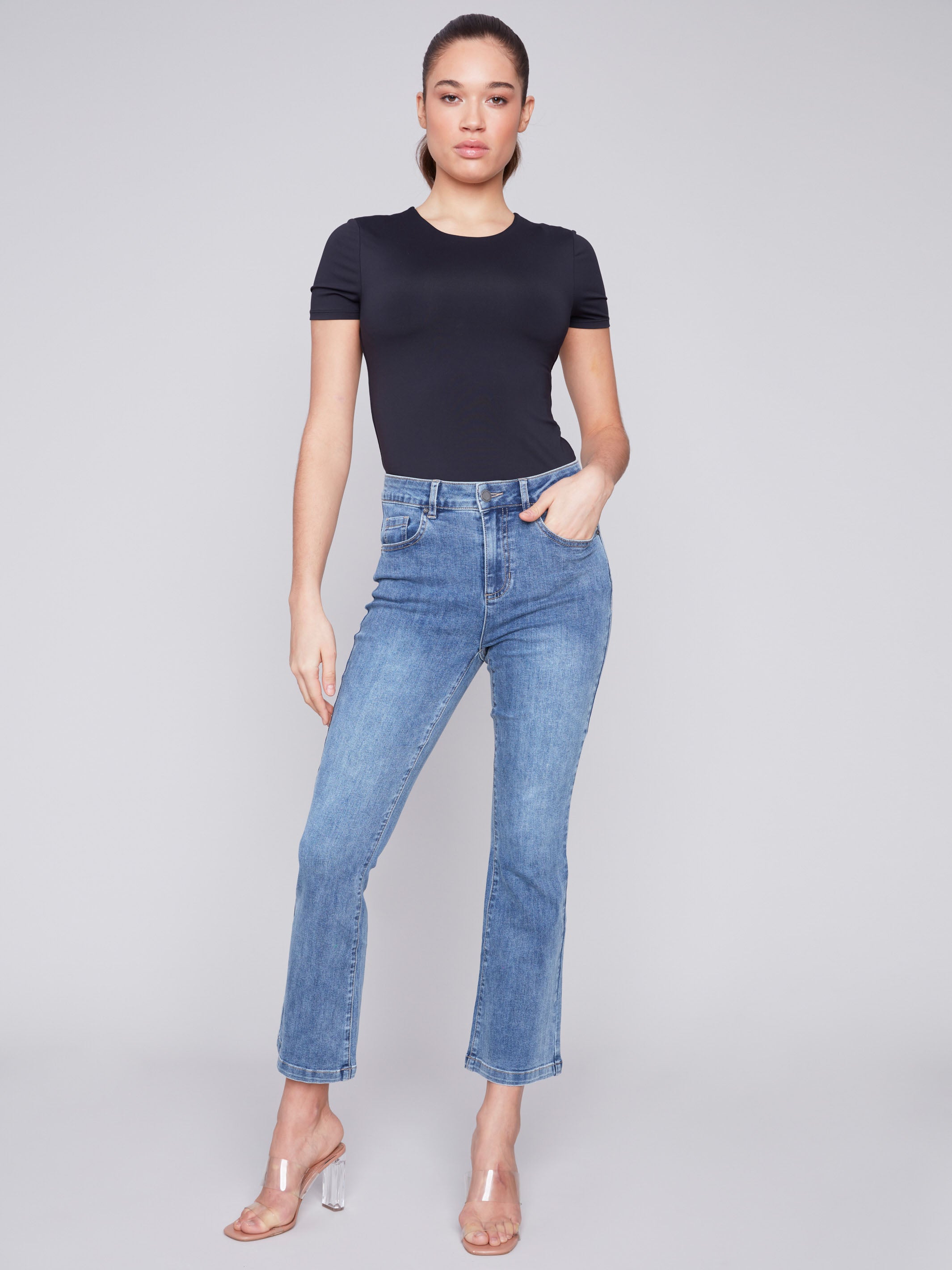 Bootcut Stretch Denim Pants - Medium Blue