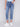 Straight Leg Jeans with Embroidered Stitch Hem - Medium Blue